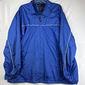 i5 Apparel XL Blue Hooded Windbreaker Rain Jacket Full Zip Reflective Mesh